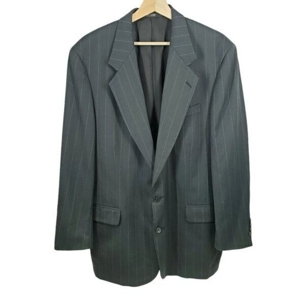 Oscar de‎ la Renta Pinstripe Blazer Jacket Men's Size 43L Dark Gray - Picture 1 of 8